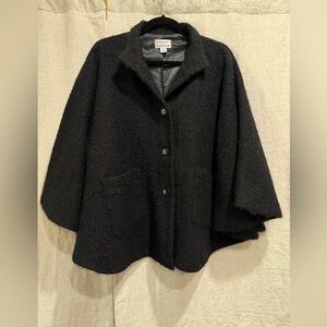 Pendleton Black Wool Button-Front Cape Coat